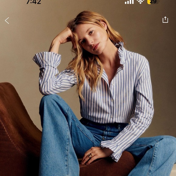 Sezane Tops - Sezane Erine Shirt Blue Stripes - Size 14